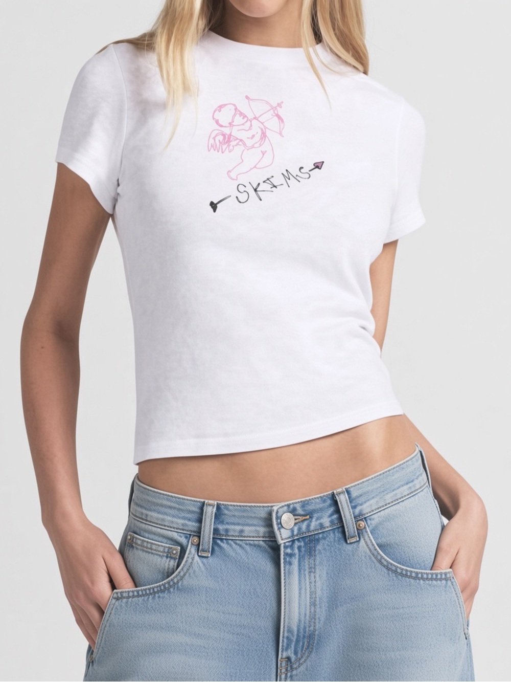 🤍 SKIMS Worn In Jersey T-Shirt | Snow Skims Angel | M | NWT
